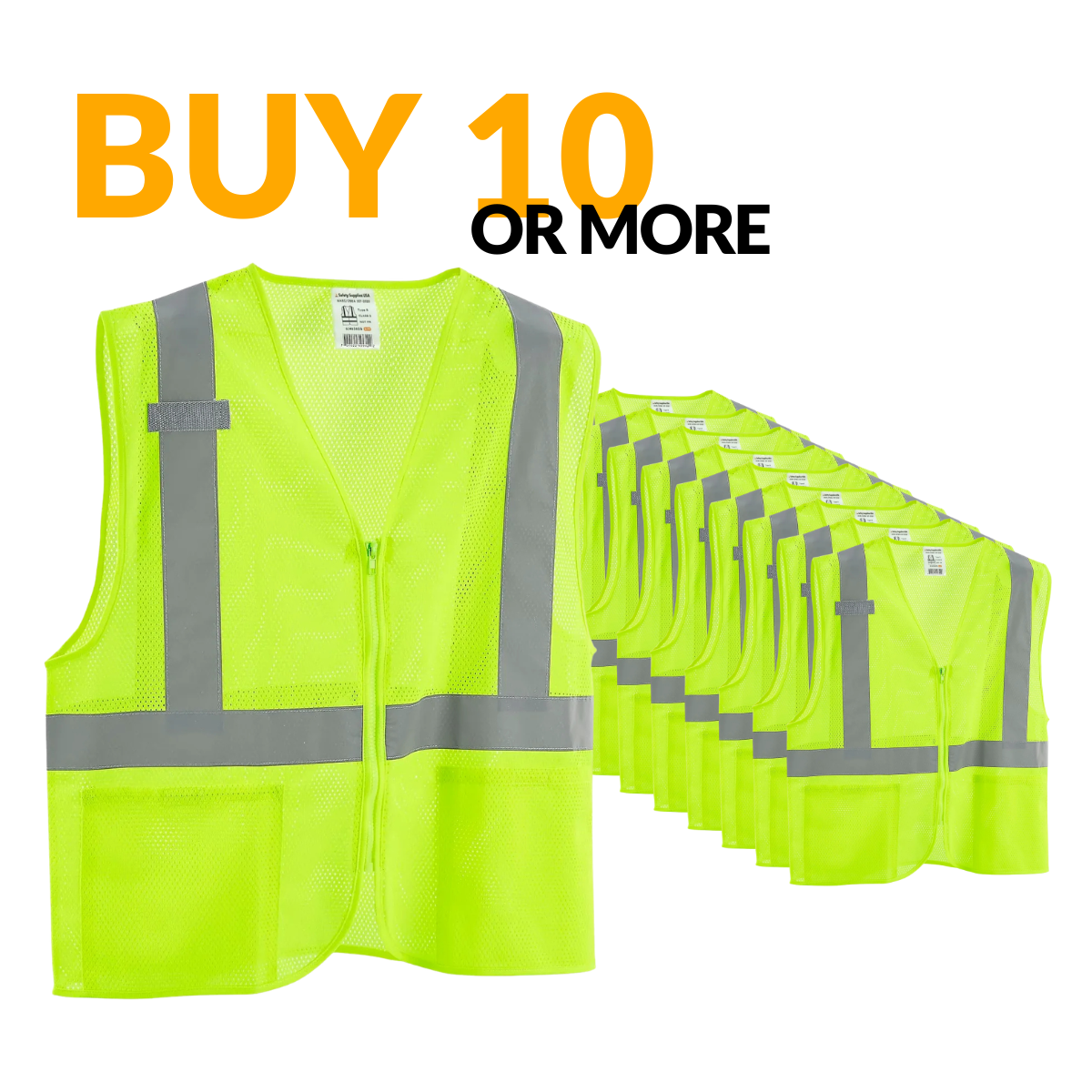 Class 2 Hi-Vis Safety Vest, 2 Pockets, Mesh
