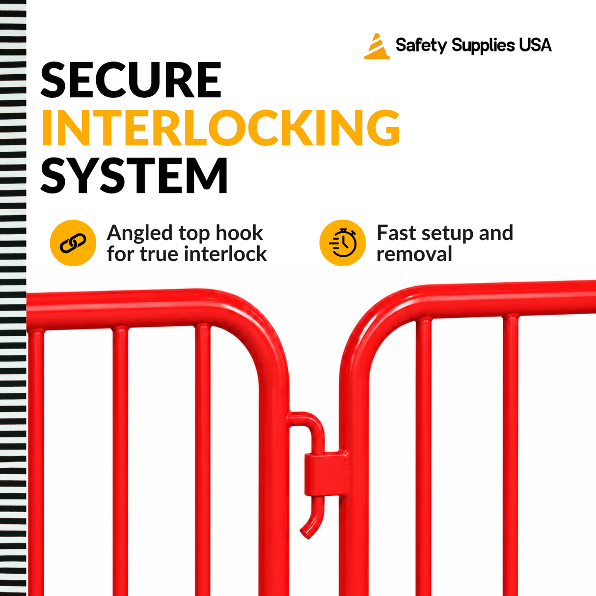 8.5 Foot Heavy Duty Steel Crowd Control Barricade - Red