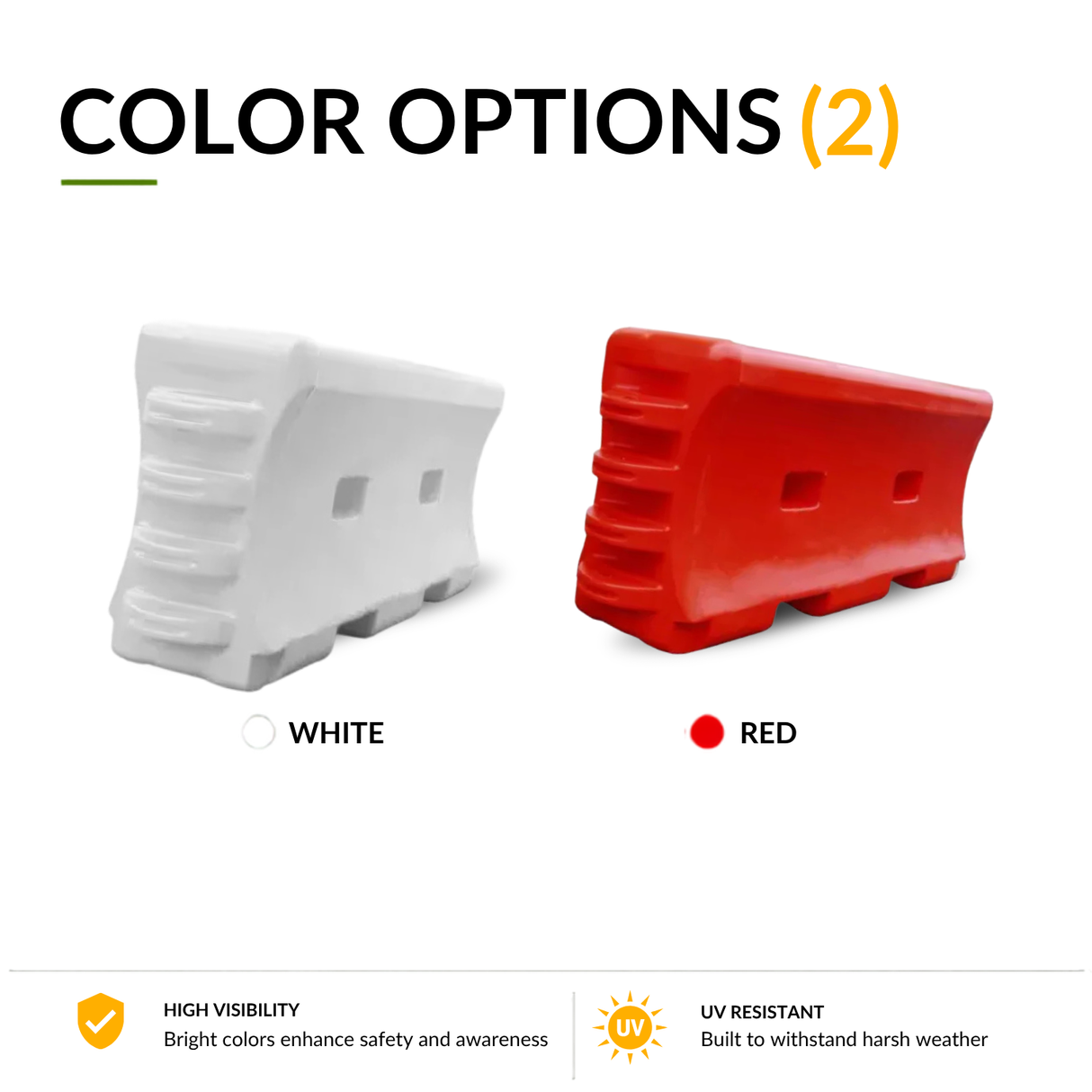 Water-Filled Traffic Barrier – 6 Ft Plastic Construction Barricade with Interlocking Design and Fillable Base