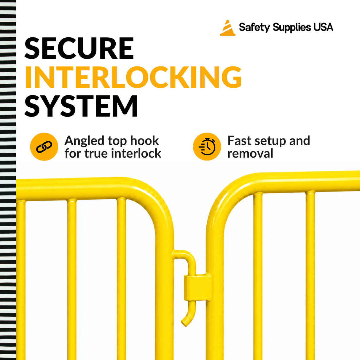 8.5 Foot Heavy Duty Steel Crowd Control Barricade - Yellow