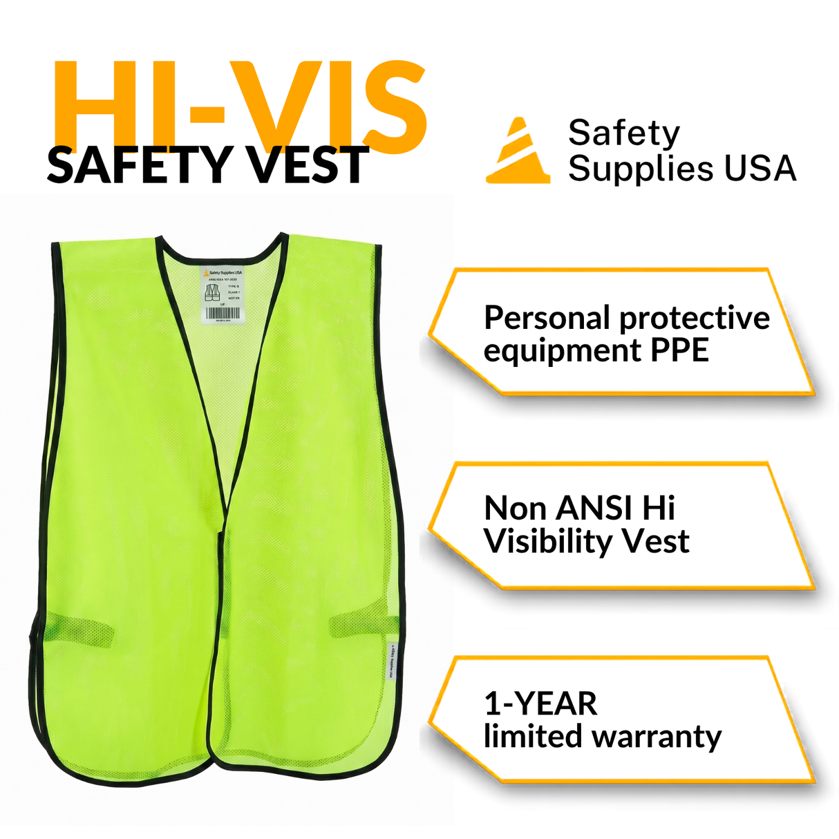 Hi-Vis Safety Vest, Mesh