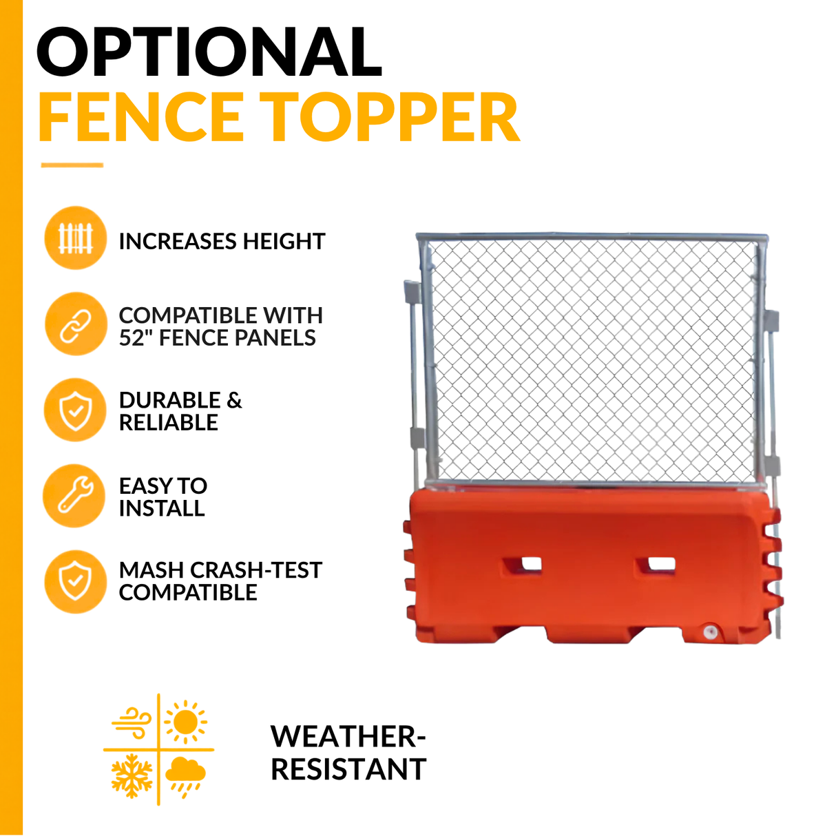 Water-Filled Traffic Barrier – 6 Ft Plastic Construction Barricade with Interlocking Design and Fillable Base