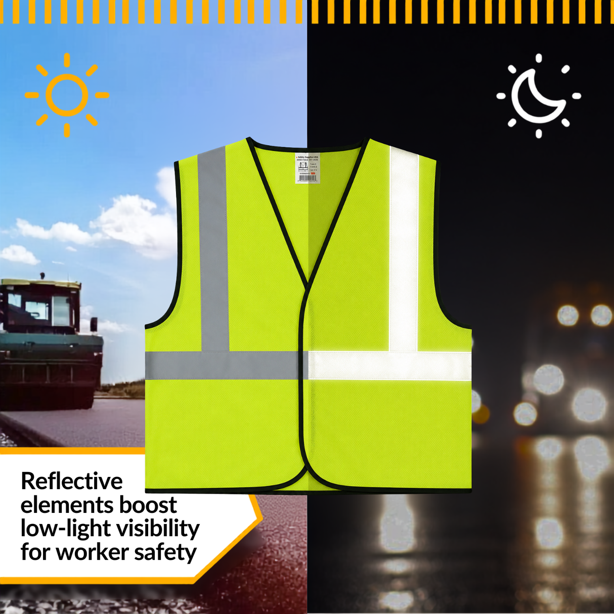 Class 2 Hi-Vis Safety Vest, Solid Polyester, Lime