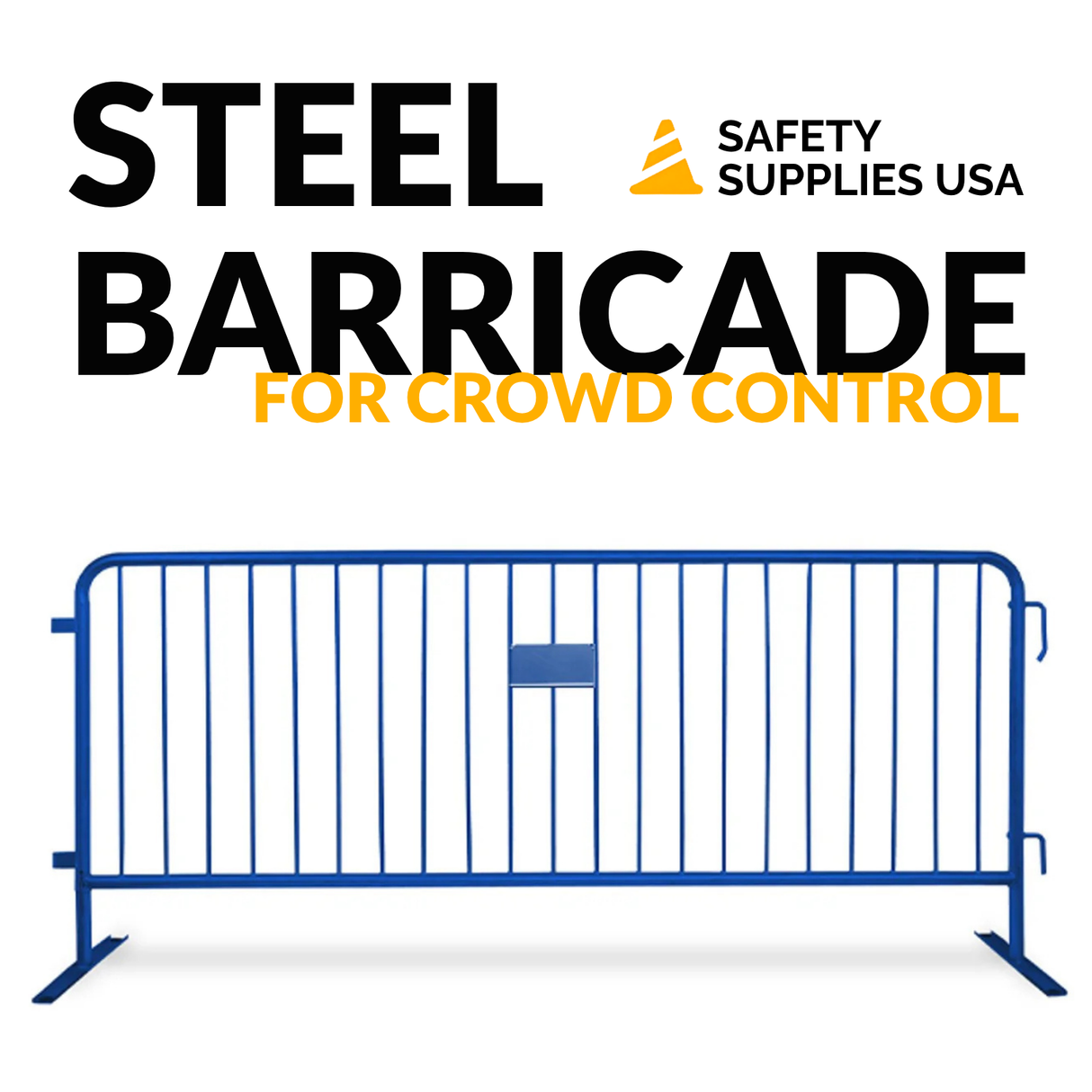 8.5 Foot Heavy Duty Steel Crowd Control Barricade - Blue
