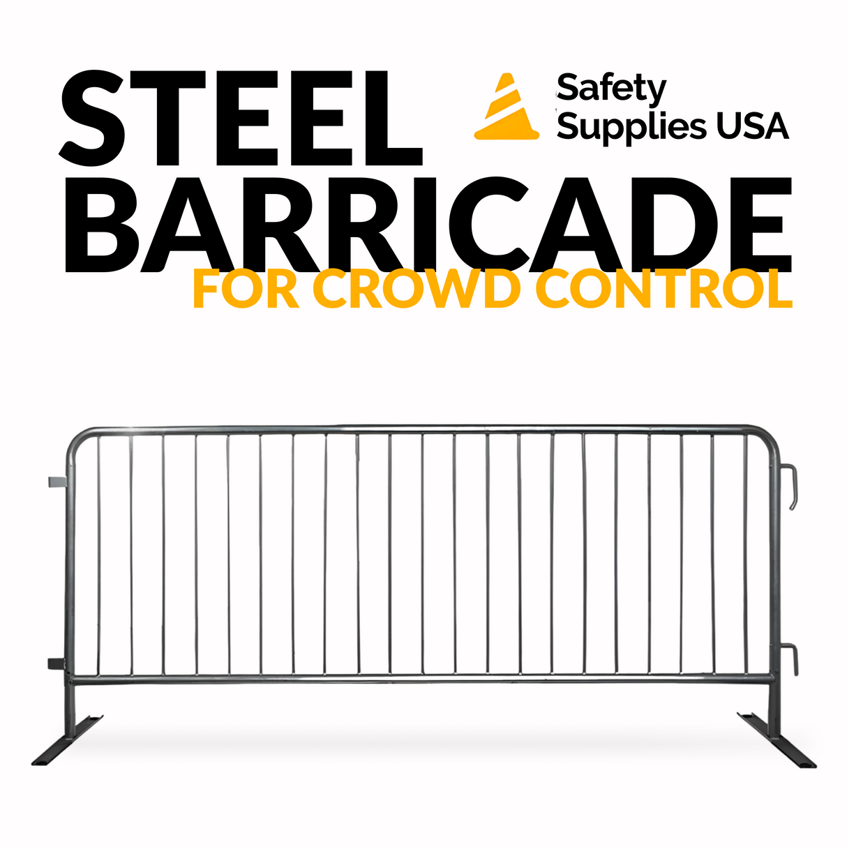 8.5 Foot Heavy Duty Steel Crowd Control Barricade - Galvanized