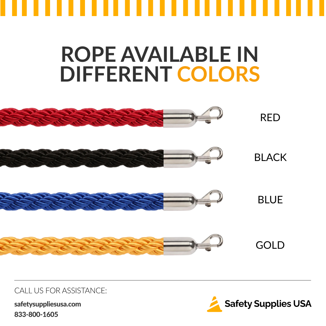1 Inch Braided Stanchion Rope | 6 Ft or 8 Ft
