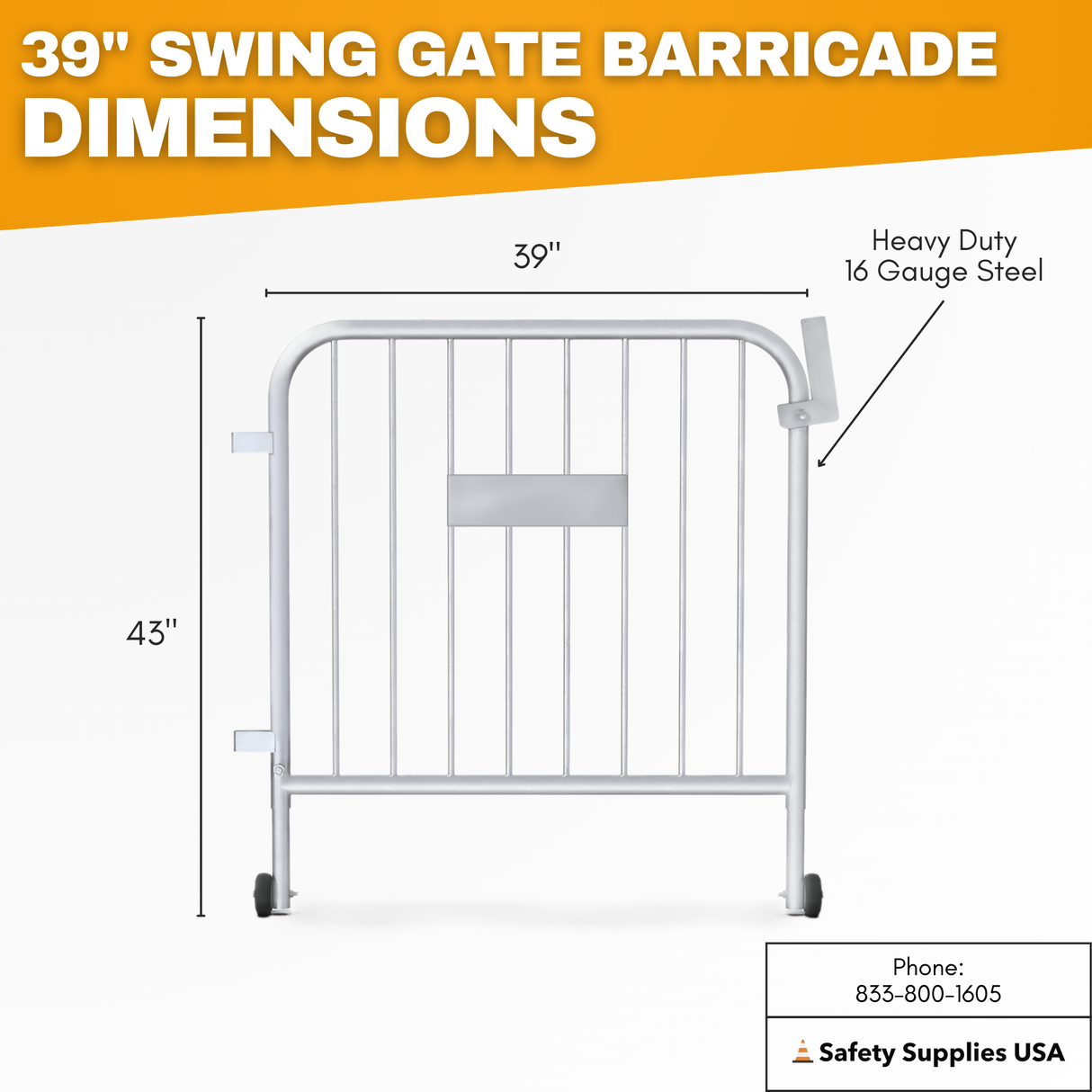 Small Steel Swing Gate Barricade | Heavy-Duty Crowd Control Barriers