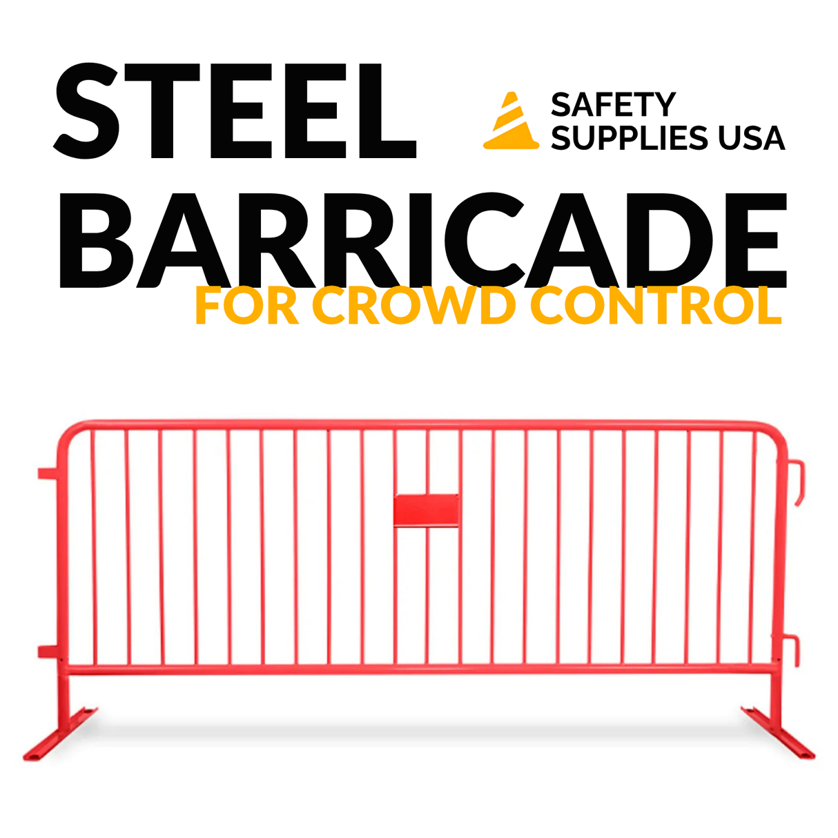8.5 Foot Heavy Duty Steel Crowd Control Barricade - Red