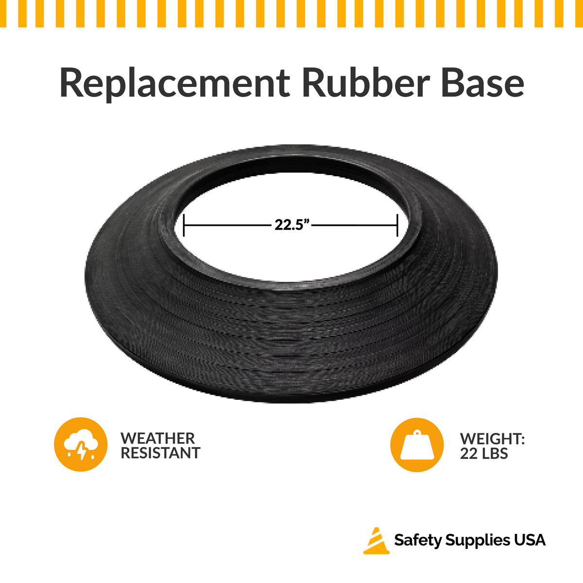 22.5" Replacement Rubber Base for Traffic Drums