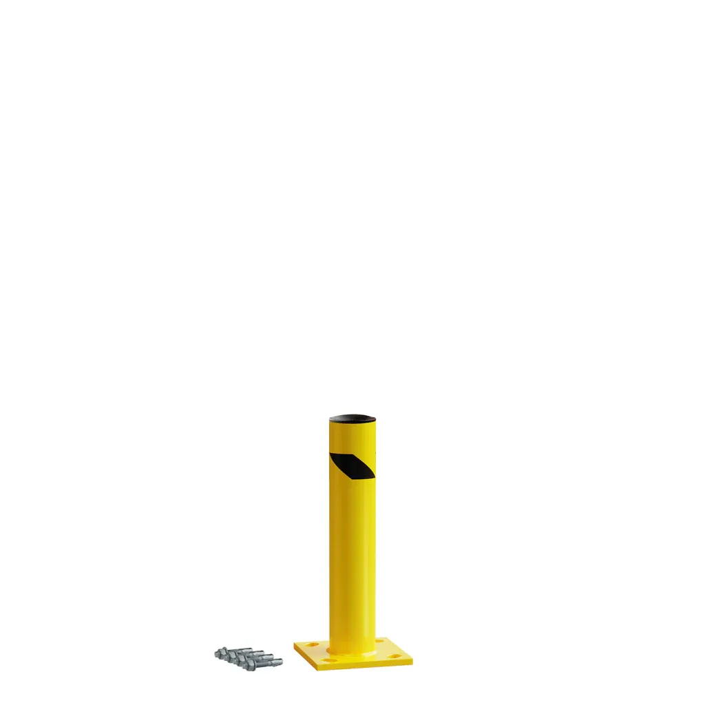 24" Safety Yellow Steel Bollard Post – 4.5" Diameter, Surface or In-Ground Mount Barrier