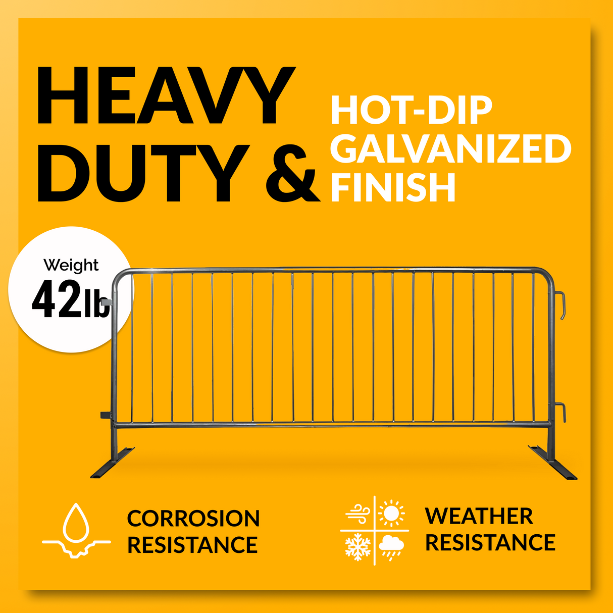 8.5 Foot Heavy Duty Steel Crowd Control Barricade - Galvanized