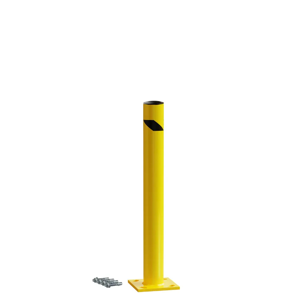 42" Safety Yellow Steel Bollard Post – 4.5" Diameter, Surface or In-Ground Mount Barrier