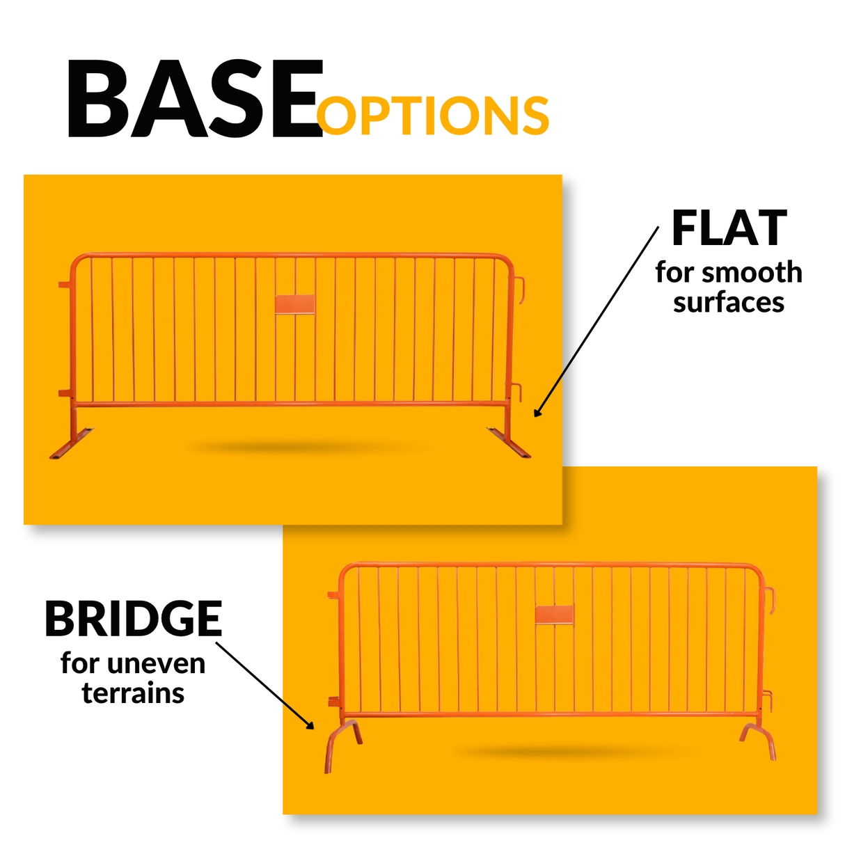 8.5 Foot Heavy Duty Steel Crowd Control Barricade - Orange