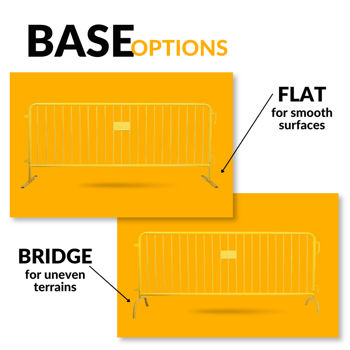 8.5 Foot Heavy Duty Steel Crowd Control Barricade - Yellow