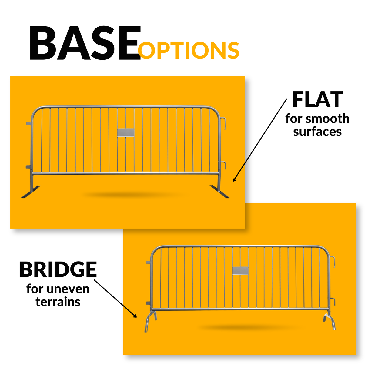 8.5 Foot Heavy Duty Steel Crowd Control Barricade - Silver