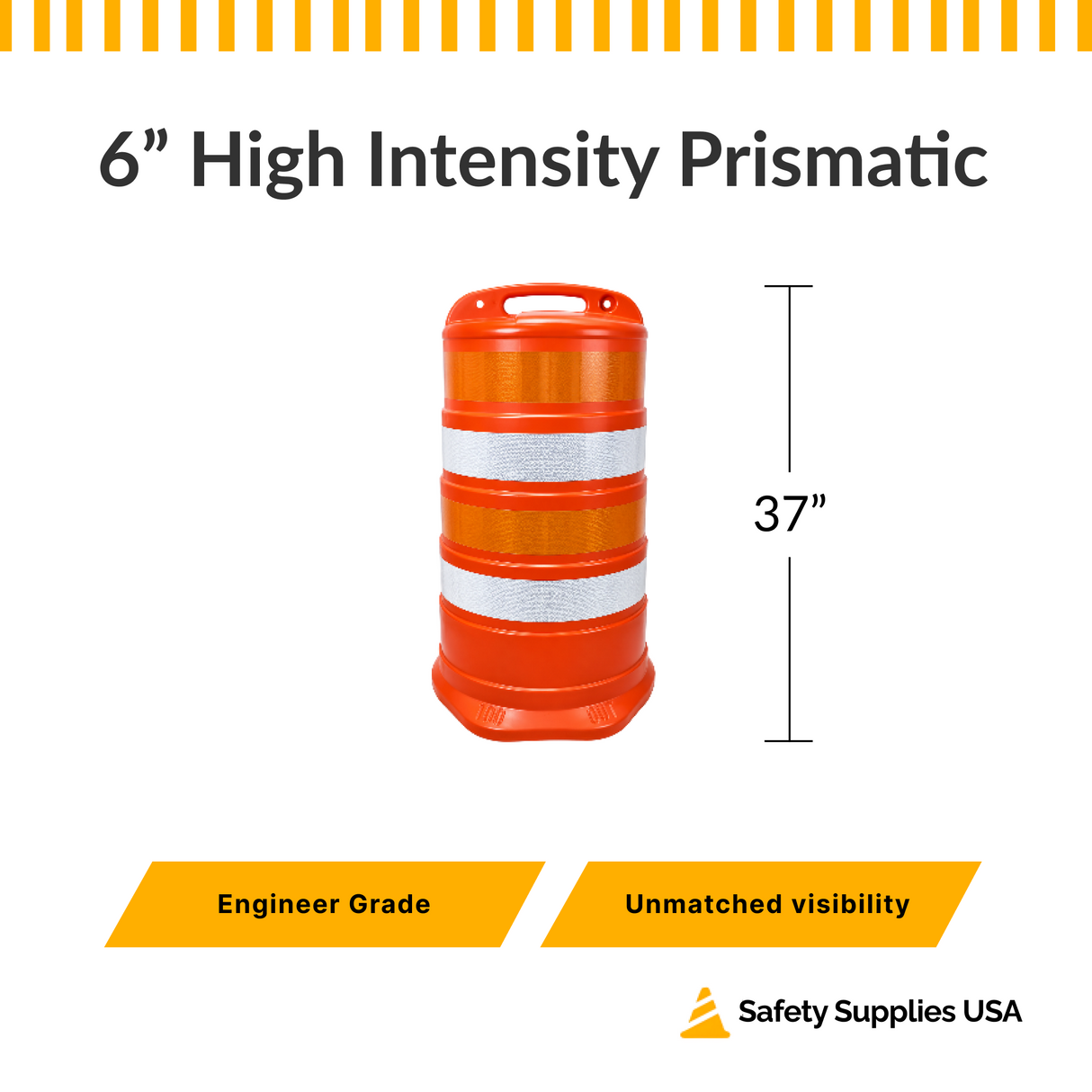 Commander Traffic Drum with Reflective Sheeting - No Base Included