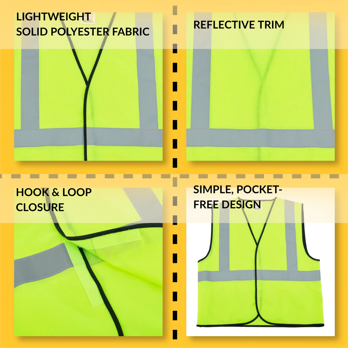 Class 2 Hi-Vis Safety Vest, Solid Polyester, Lime