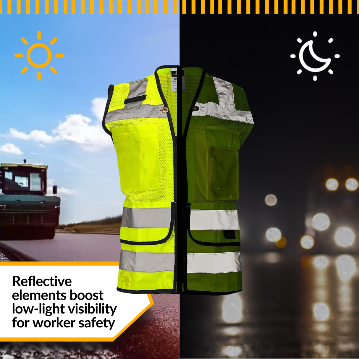 Women’s ANSI Class 2 Heavy Duty Surveyor Safety Vest with Zipper Closure & Reflective Stripes – Hi Vis Utility Work Vest for Construction, Traffic Control & Surveying