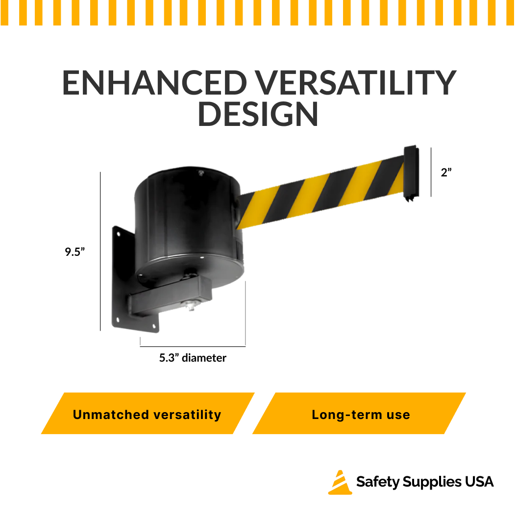 55 ft Wall Mount Retractable Belt Barrier – Extra Long Crowd Control Stanchion