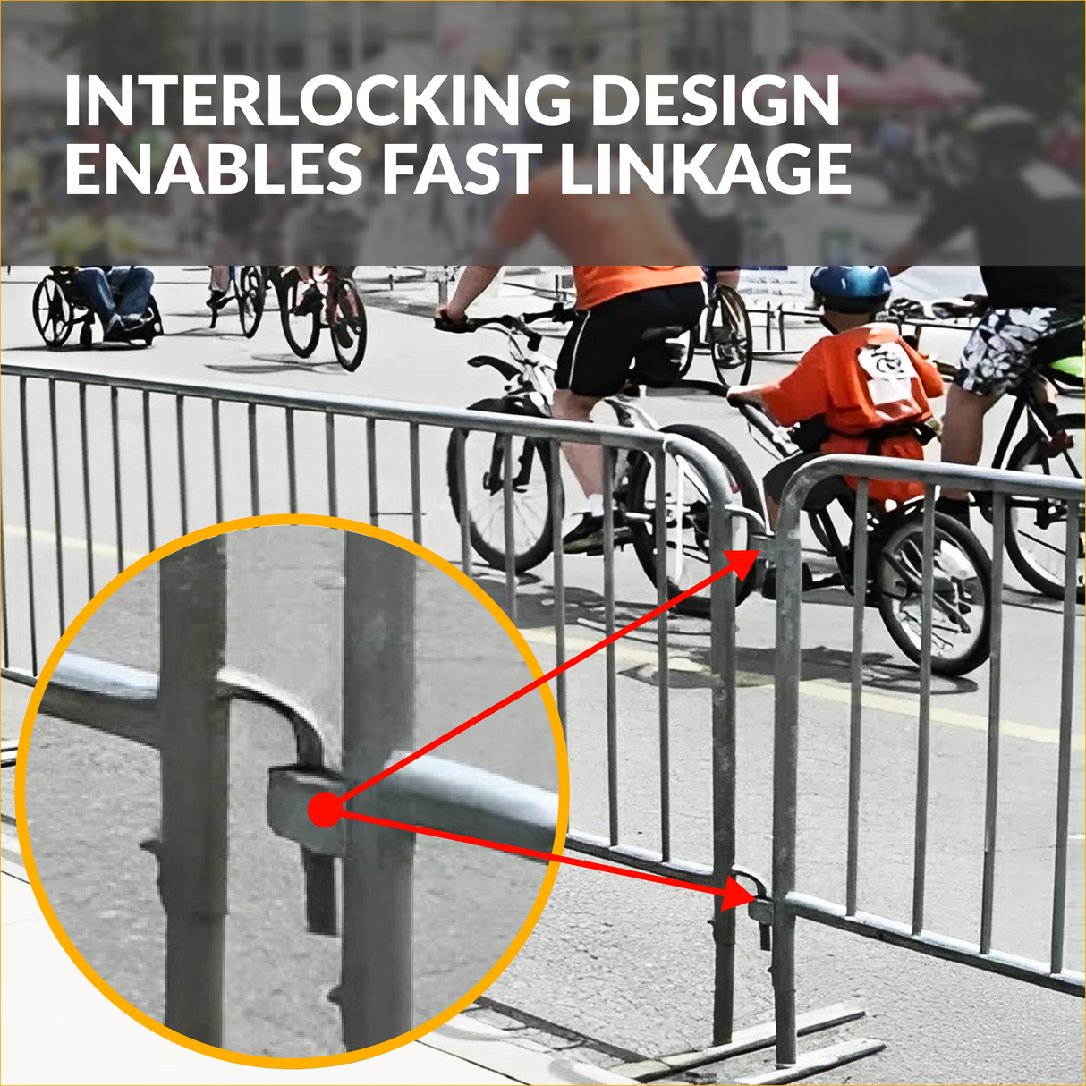 8.5 Foot Heavy Duty Steel Crowd Control Barricade - Galvanized