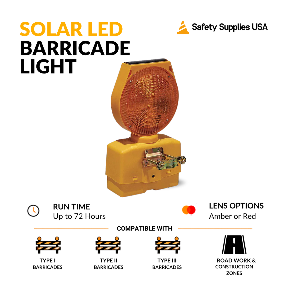 Cortina 03-10-SBLG Solar LED Barricade Light – Type A/C