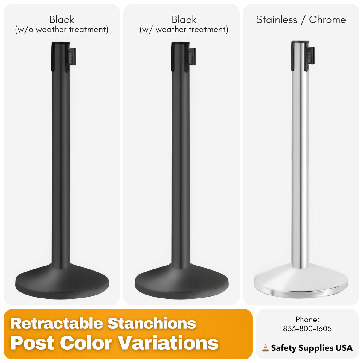 Heavy Duty Retractable Belt Barrier Stanchion – 7 to 13 Foot Belt | Crowd Control & Safety Solution