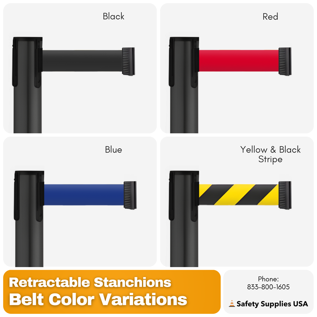 Heavy Duty Retractable Belt Barrier Stanchion – 7 to 13 Foot Belt | Crowd Control & Safety Solution