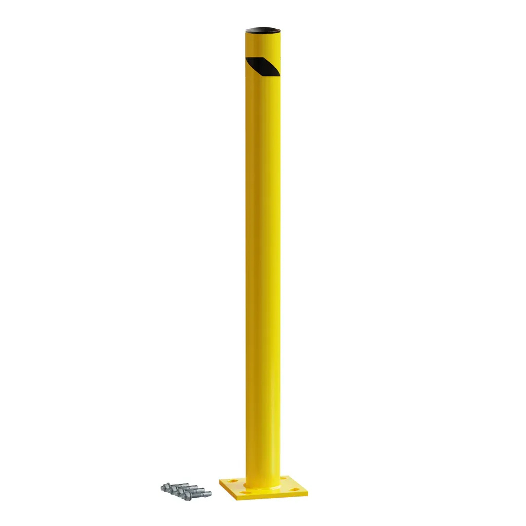 60" Safety Yellow Steel Bollard Post – 4.5" Diameter, Surface or In-Ground Mount Barrier