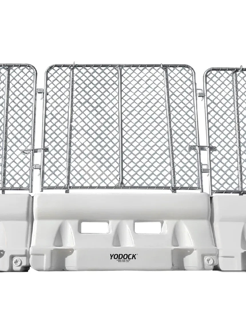 6 Ft Water-Filled Barrier with Optional Fence Panel – Durable Plastic Traffic & Pedestrian Channelizer