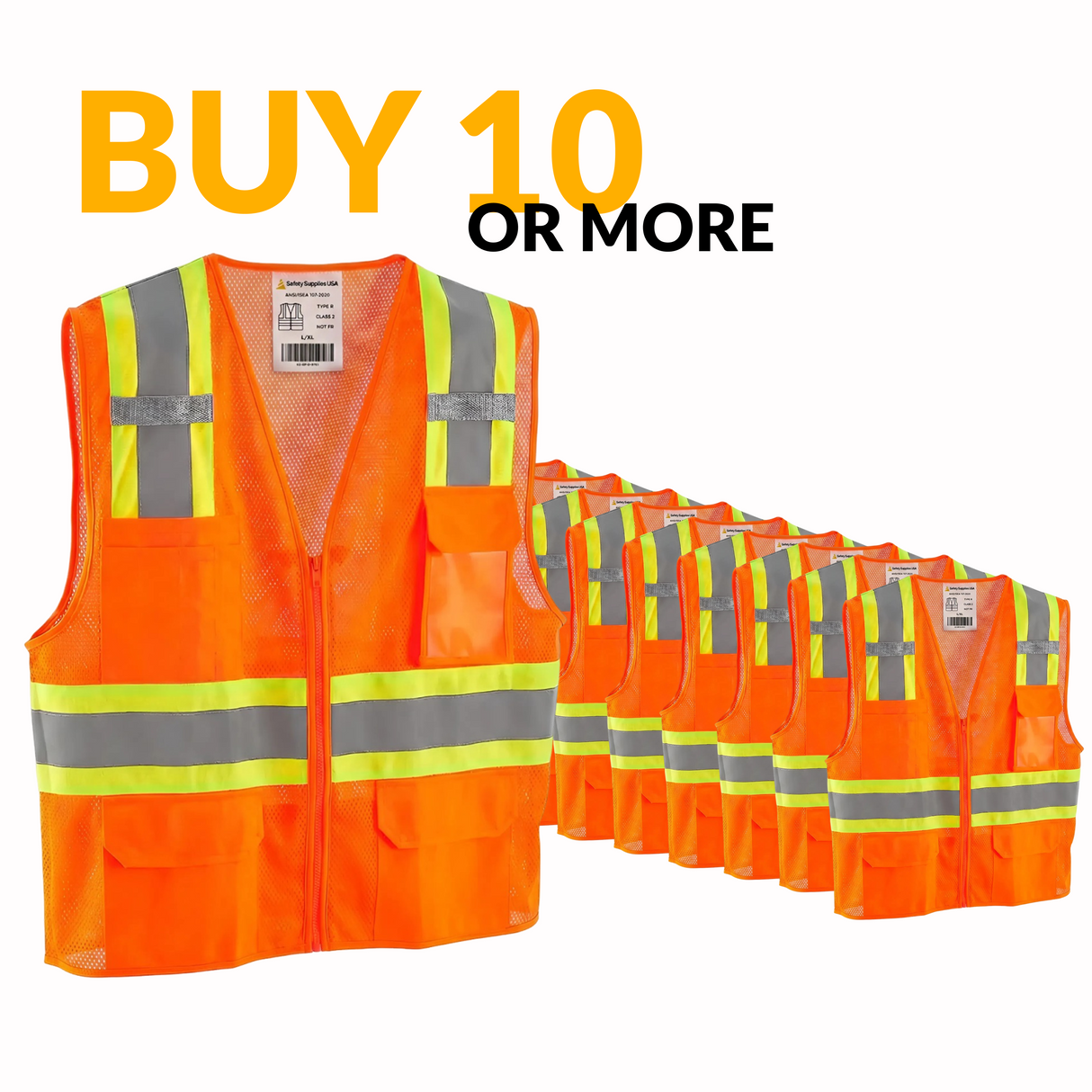 Class 2 Hi-Vis Safety Vest, 2 Pockets, Two-Tone, Mesh