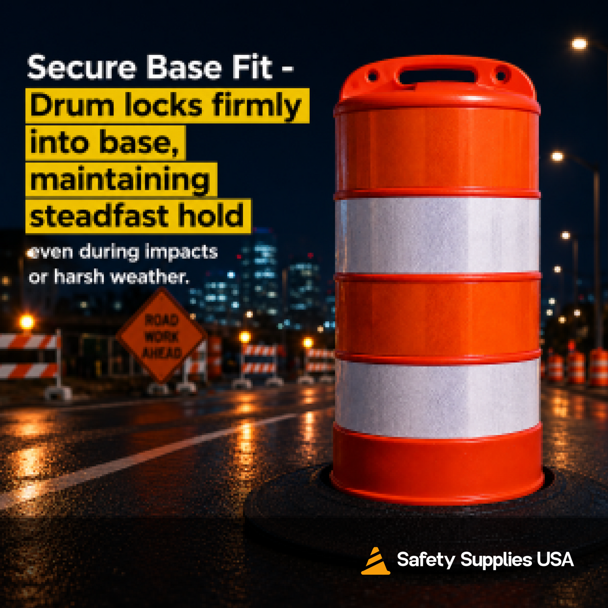 Commander Traffic Drum with Reflective Sheeting - No Base Included