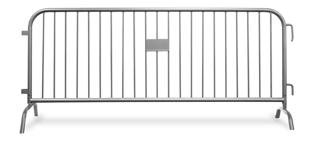 8.5 Foot Heavy Duty Steel Crowd Control Barricade - Silver