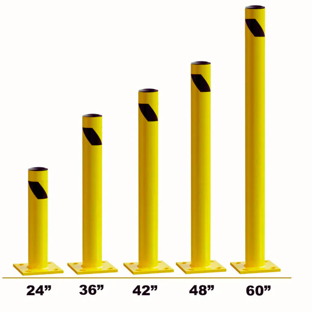 60" Safety Yellow Steel Bollard Post – 4.5" Diameter, Surface or In-Ground Mount Barrier