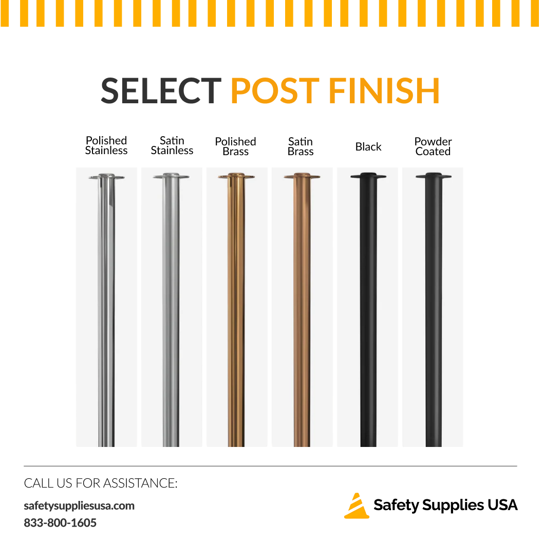 Flat Top Rope Barrier Stanchion Post with Flat or Dome Base