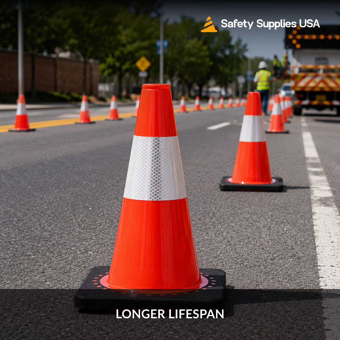 12" Orange Traffic Cone, 1.5 lb Black Base, w/4" Reflective Collar