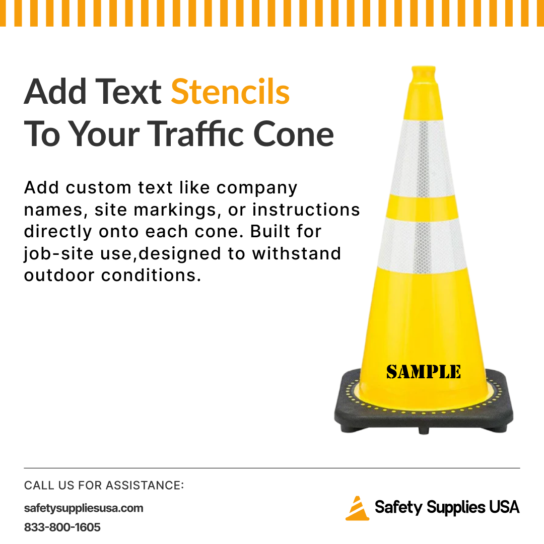 28" Yellow Traffic Cone, 7 lb Black Base