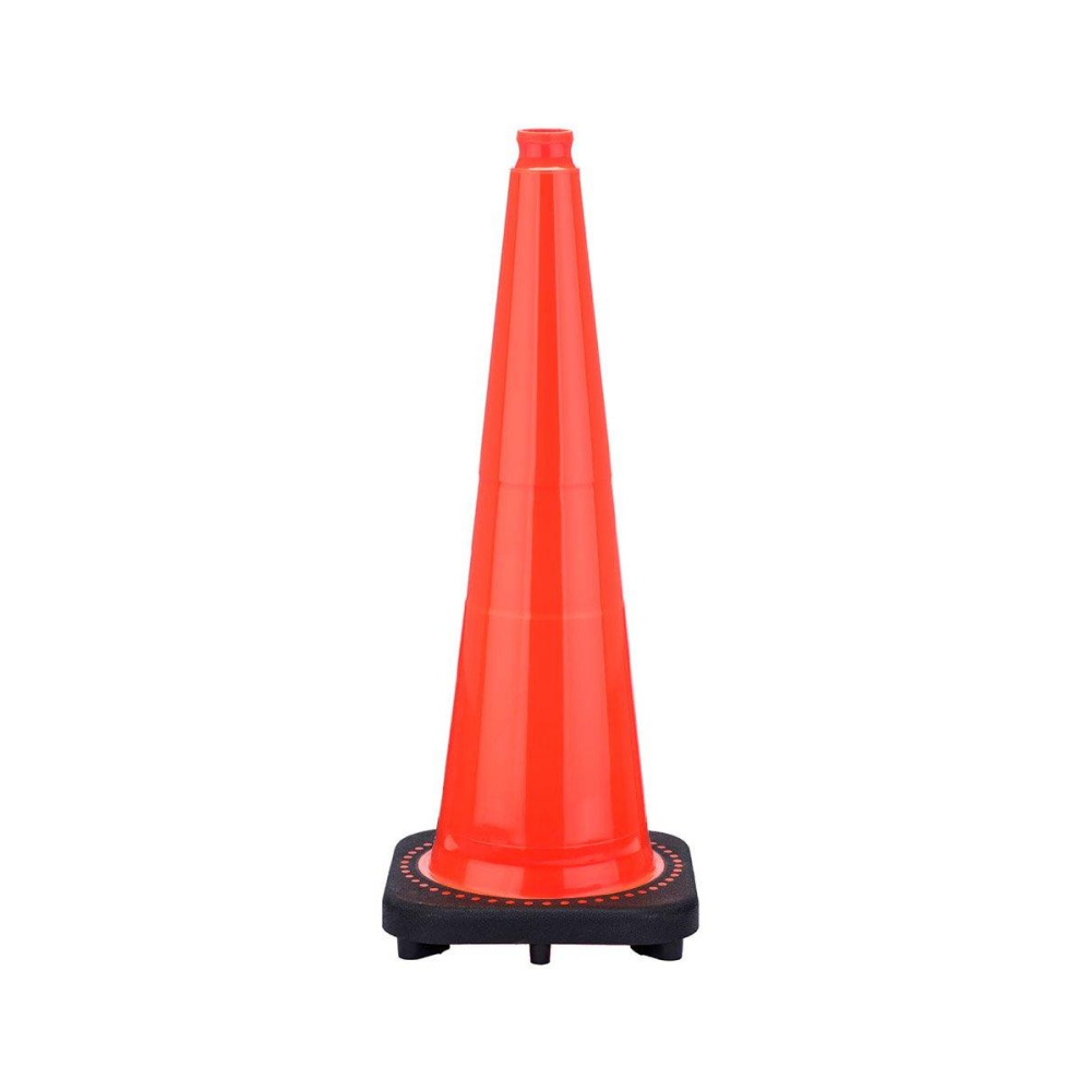 28" Slim Line Orange Traffic Cone, 5.5 lb/7 lb/10 lb Black Base
