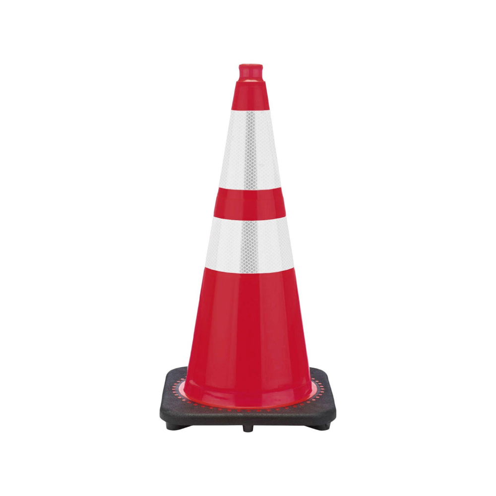 28" Red Traffic Cone, 7 lb Black Base