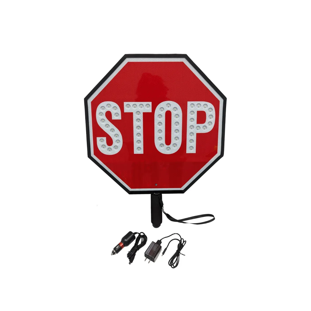 18" LED Flashing Stop/Slow Paddle with On/Off Tilt Sensors