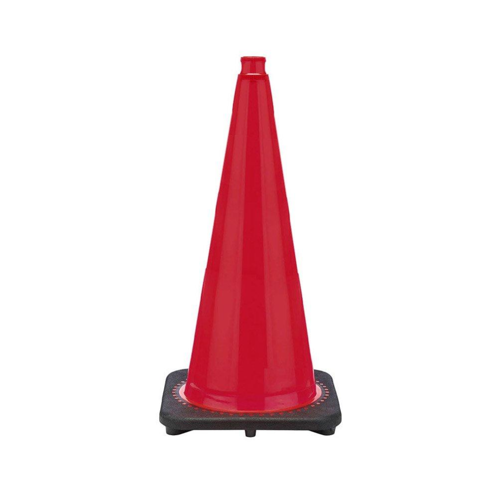 28" Red Traffic Cone, 7 lb Black Base