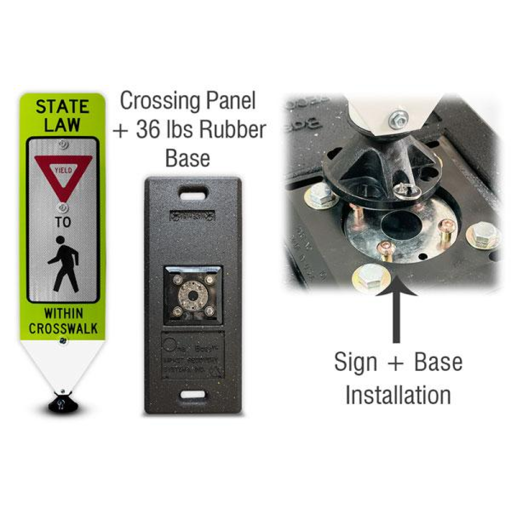 Yield To Pedestrians In-Street Sign with Portable Base