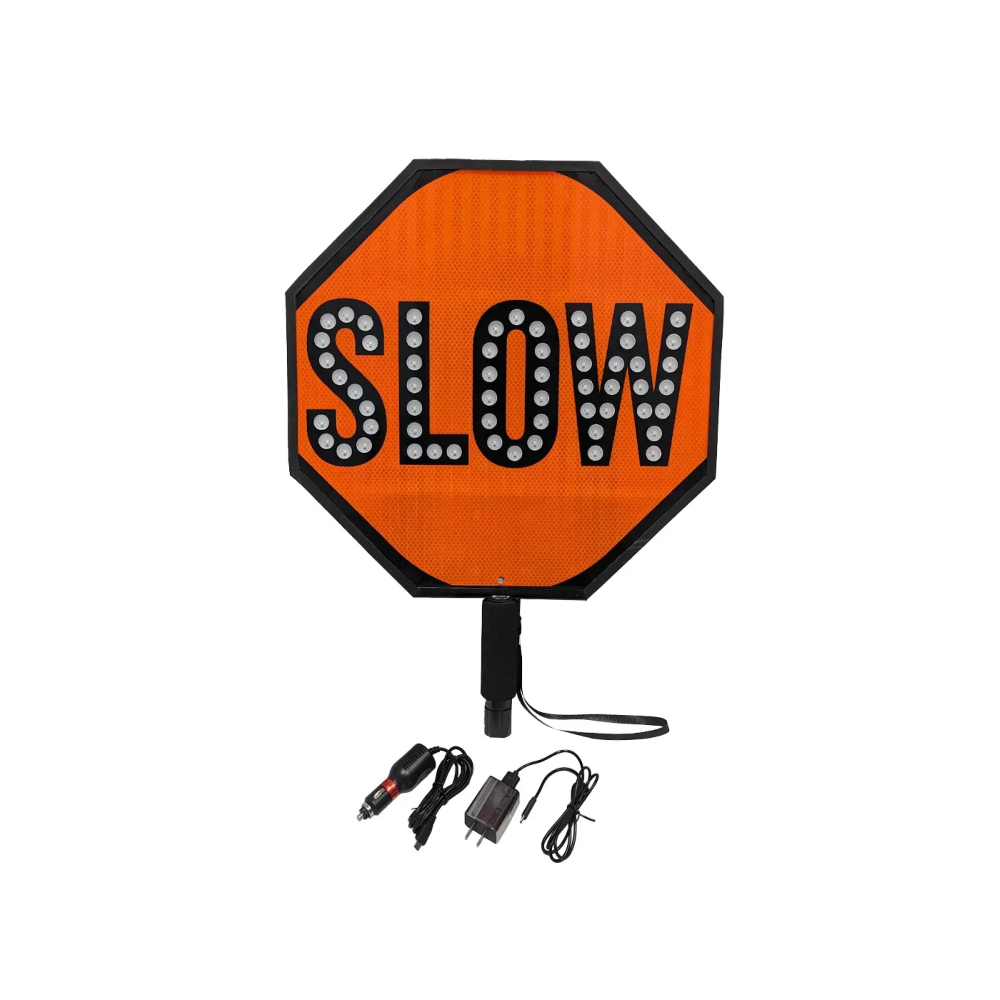 18" LED Flashing Stop/Slow Paddle with On/Off Tilt Sensors