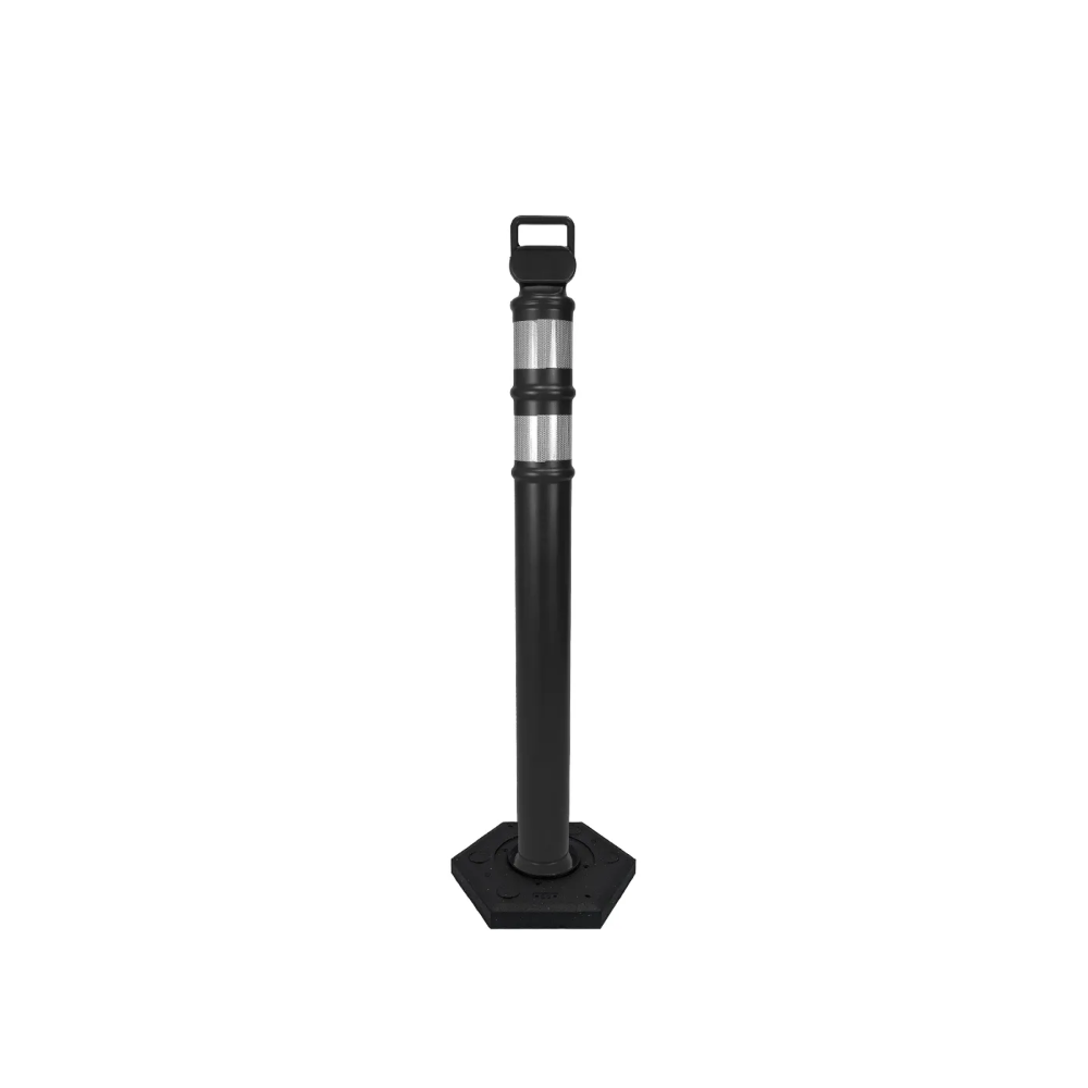 45" EZ Grab Delineator Tube with Recycled Rubber Base - Two 3" HI Reflective Collars