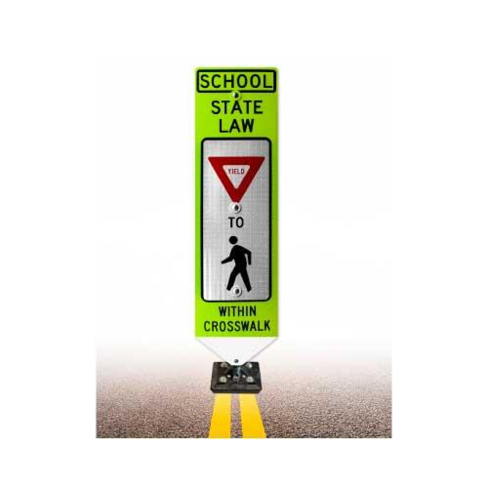 School Yield To Pedestrians In-Street Sign with Fixed Base
