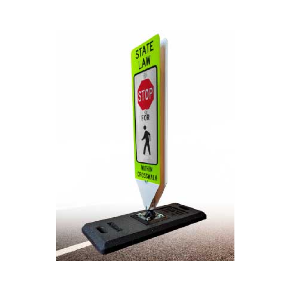 Stop For Pedestrians In-Street Sign with Portable Base