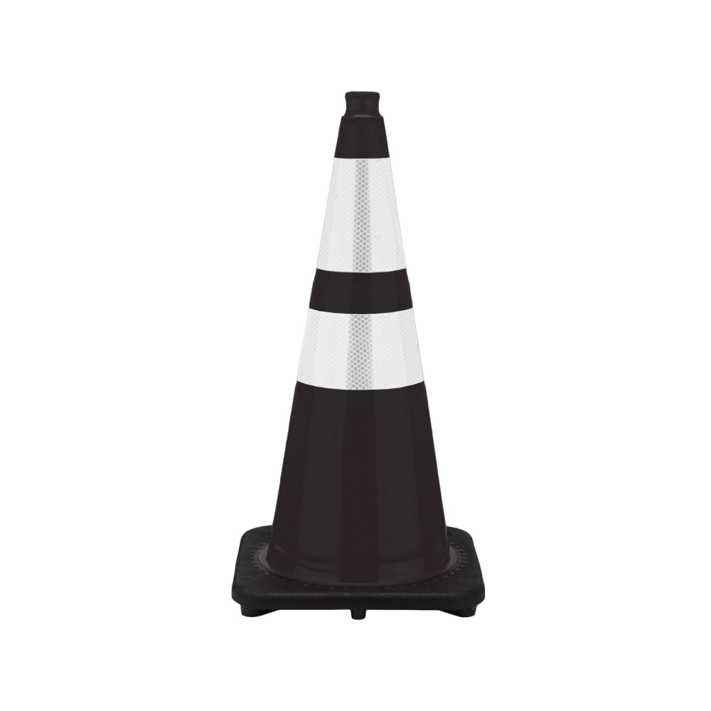 28" Black Traffic Cone, 7 lb Black Base