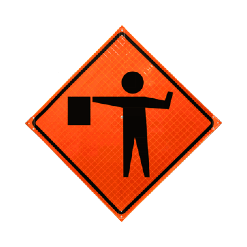 Flagger Symbol Roll-Up Sign