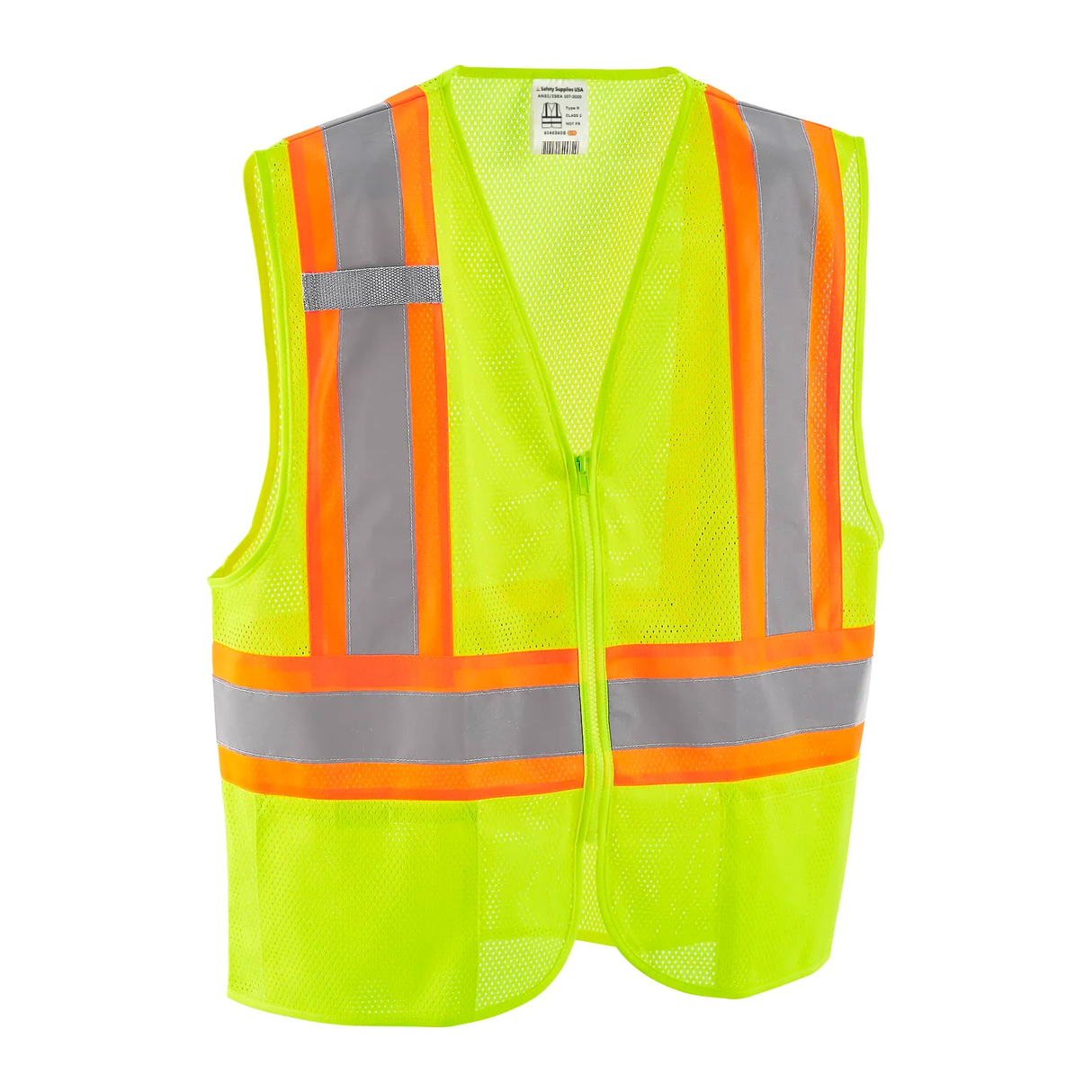 Class 2 Hi-Vis Safety Vest, 2 Pockets, Two-Tone, Mesh