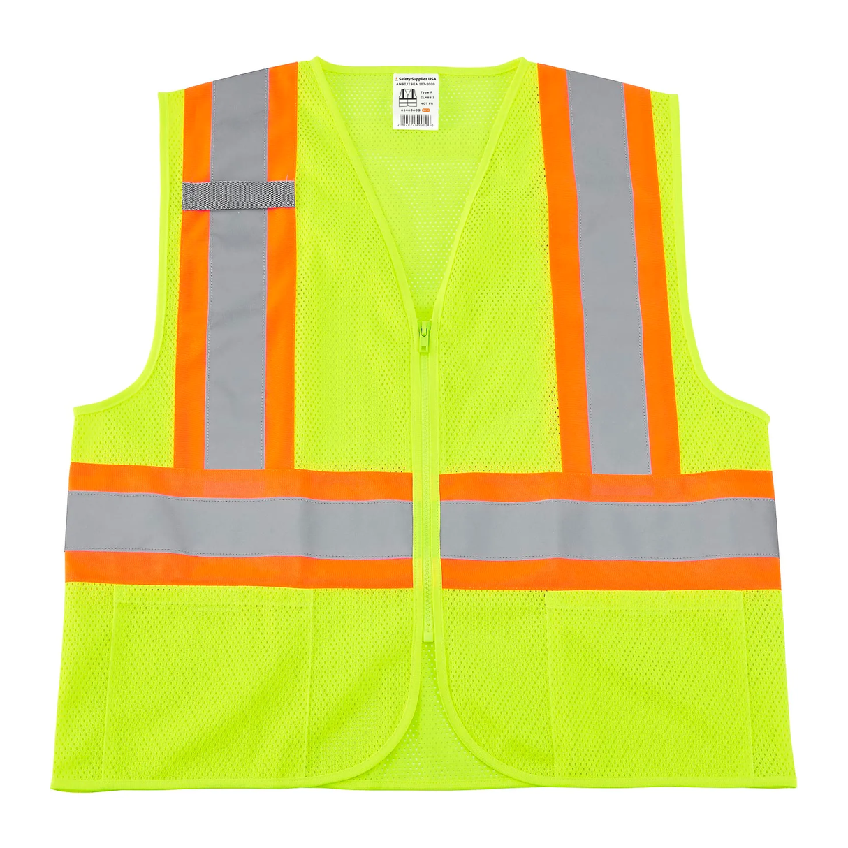 Class 2 Hi-Vis Safety Vest, 2 Pockets, Two-Tone, Mesh