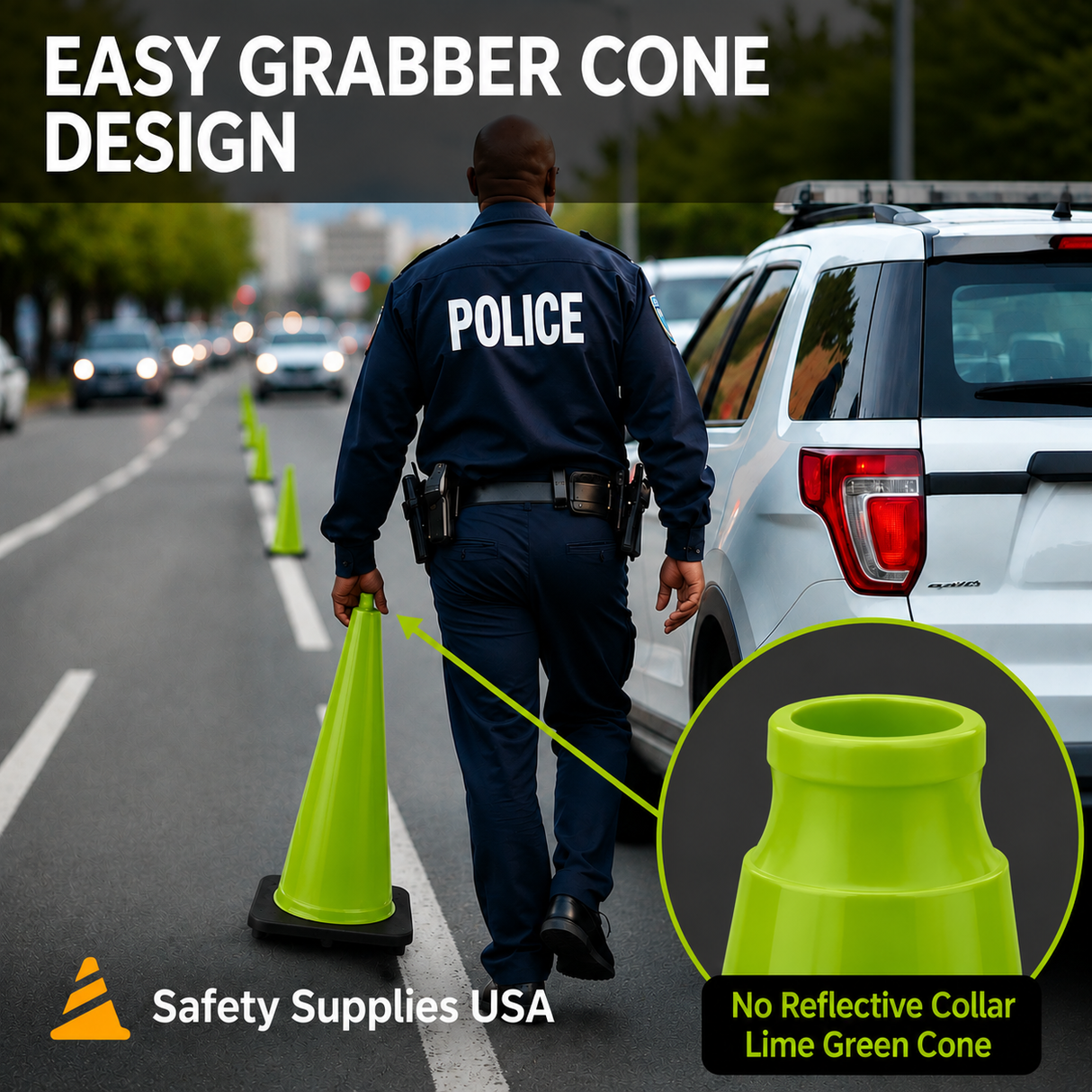 100 Cones Bulk Pallet, 28" Lime Green Traffic Cone, 7lb Black Base, MUTCD Compliant